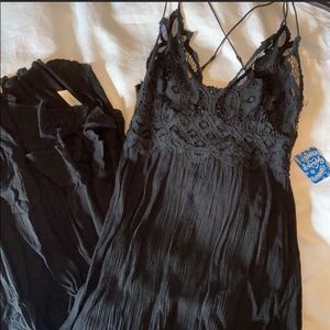 Free people black lace maxi dress